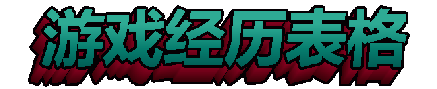 游戏经历表格